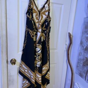 Mlle Gabrielle Black and Gold Asymmetrical Dress